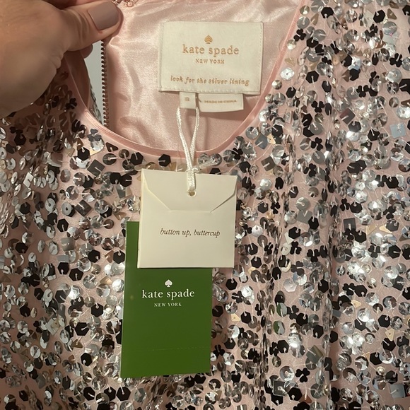 NWT Kate Spade Blush Pink Sequin Fit & Flare Dress - Picture 8 of 9